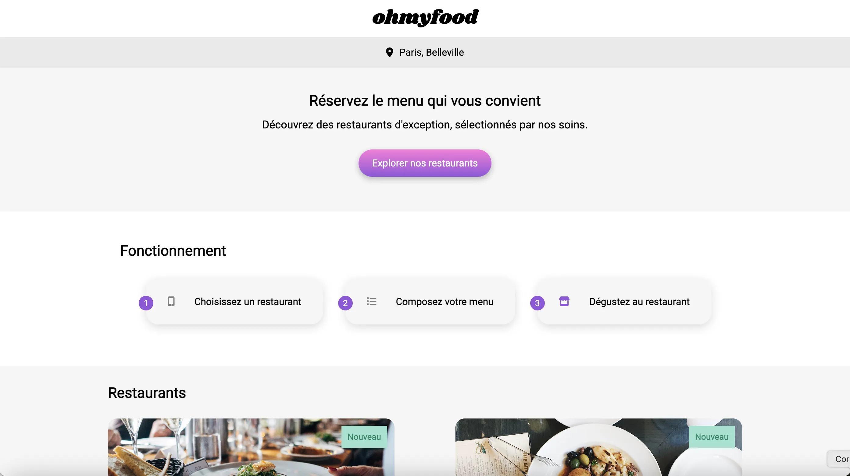 OhMyFood – Animations CSS